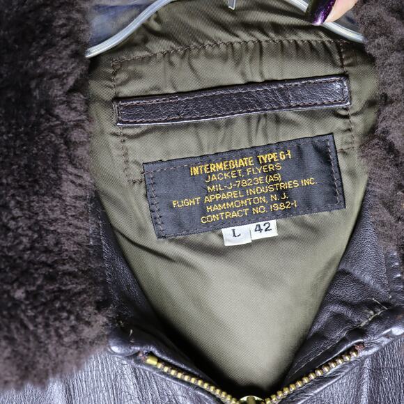 Flight Apparel Type G-1 Leather Bomber Jacket US Navy Style Size 42 - Picture 4 of 4